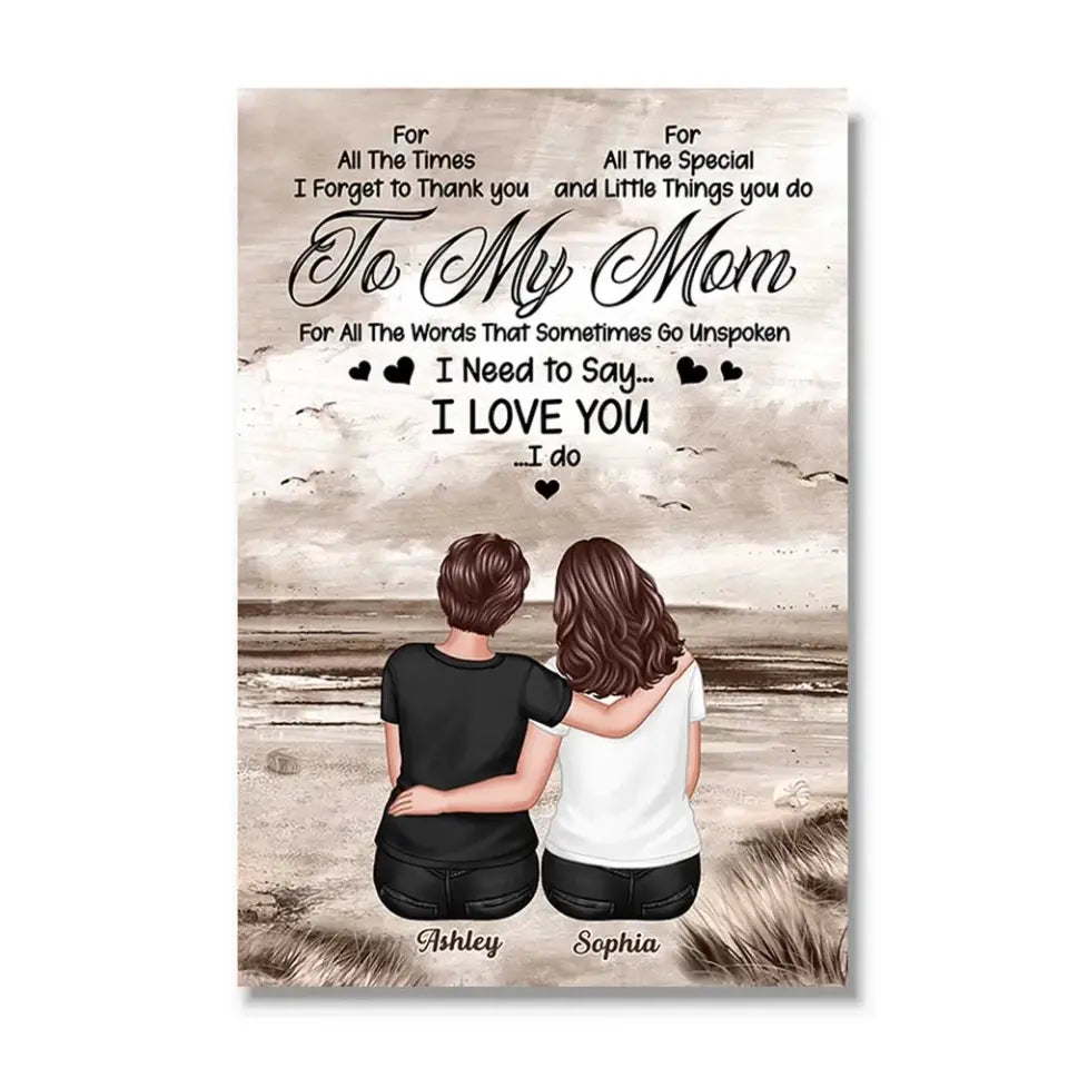 To My Mom Retro Personalized Vertical Poster