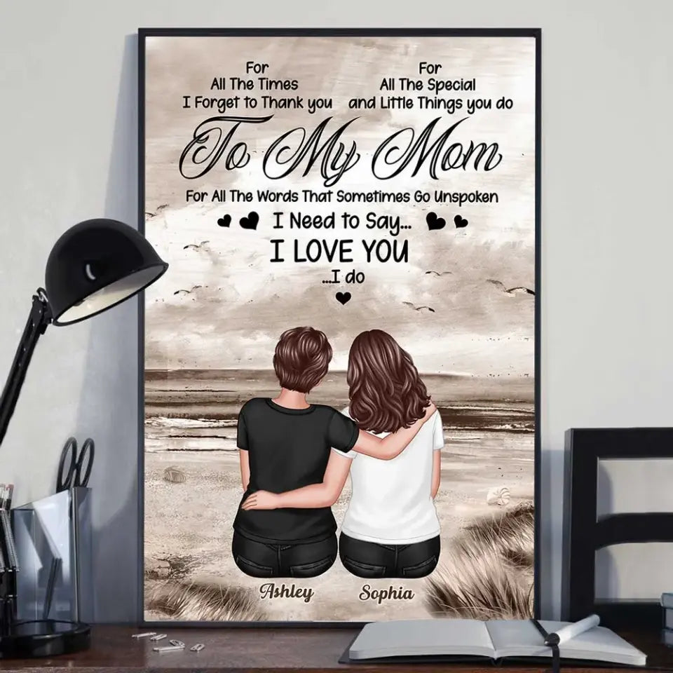 To My Mom Retro Personalized Vertical Poster