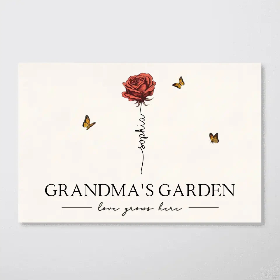 Grandma‘s Garden Love Grows Here Beautiful Birth Month Flower Gift For Grandma Mom Personalized Poster