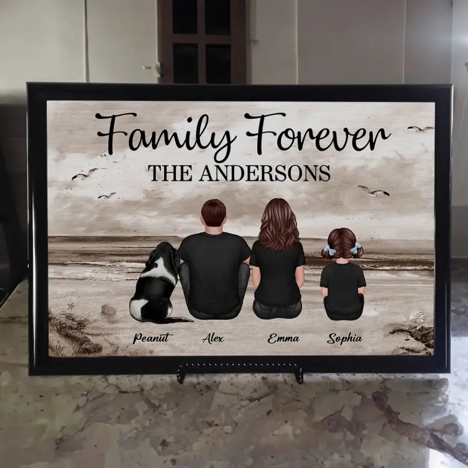 Custom Family Retro Vintage Beach Landscape Poster, Mother's Day Gift, Father's Day Gift