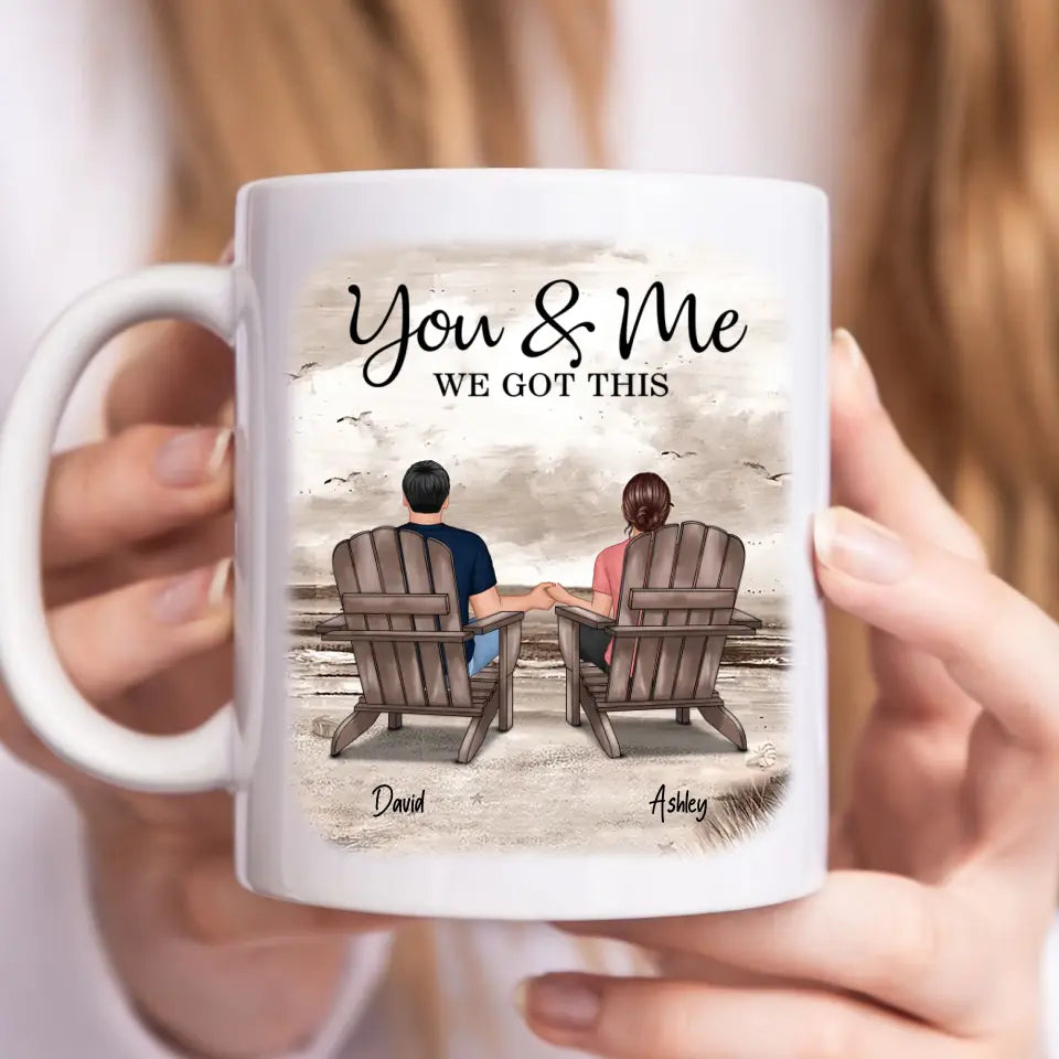 Couple Beach Landscape Retro Personalized Mug, Anniversary Gift For Couple, Gift For Him, Gift For Her