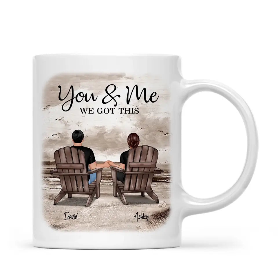 Couple Beach Landscape Retro Personalized Mug, Anniversary Gift For Couple, Gift For Him, Gift For Her