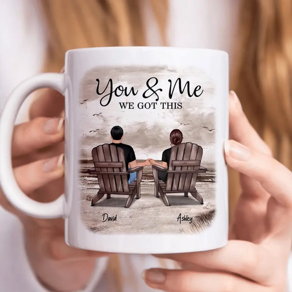 Couple Beach Landscape Retro Personalized Mug, Anniversary Gift For Couple, Gift For Him, Gift For Her