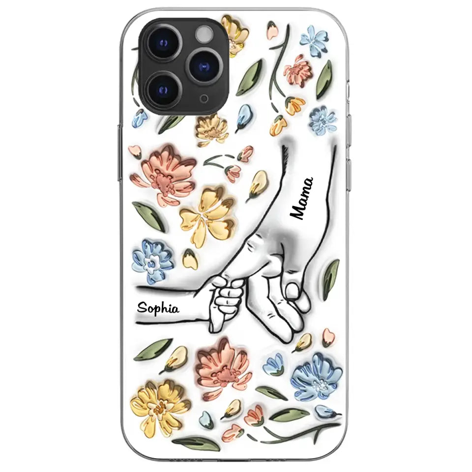 Hand In Hand, I Will Always Protect You - Gift For Mom, Grandma - 3D Inflated Effect Printed Personalized Clear Phone Case