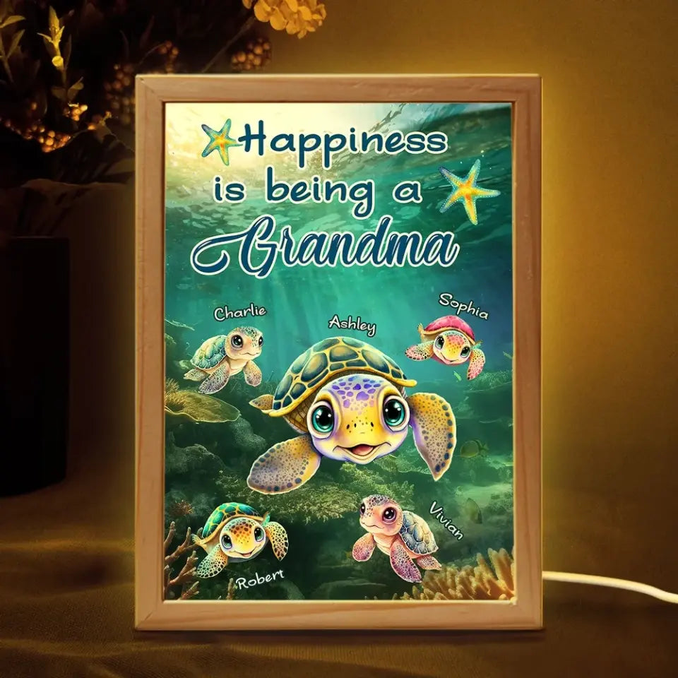 Grandma Grạndkids Turtles Under Sea Personalized Frame Light Box