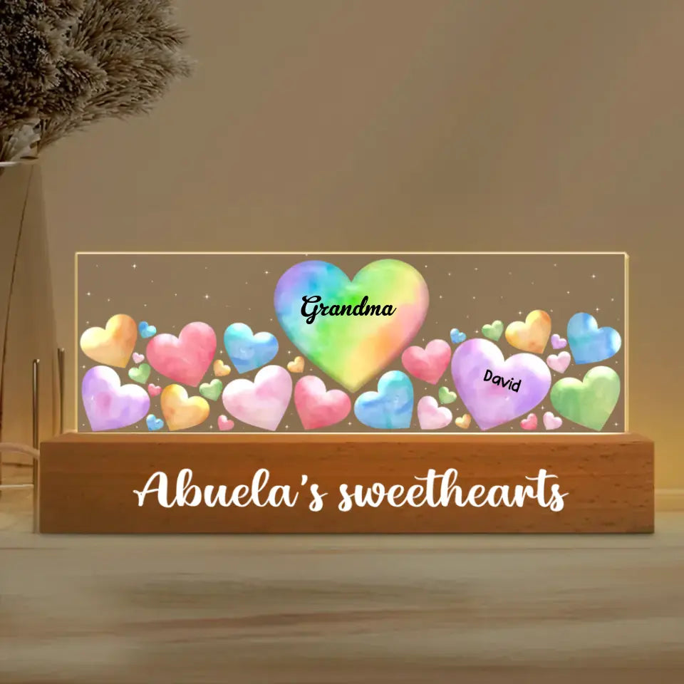 Grandma‘s Mom Sweethearts Personalized Acrylic Block LED Night Light