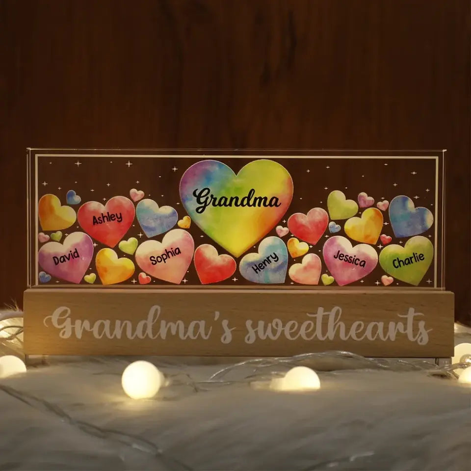 Grandma‘s Mom Sweethearts Personalized Acrylic Block LED Night Light