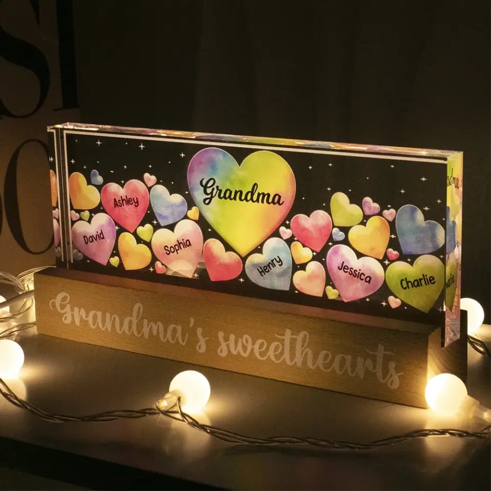 Grandma‘s Mom Sweethearts Personalized Acrylic Block LED Night Light