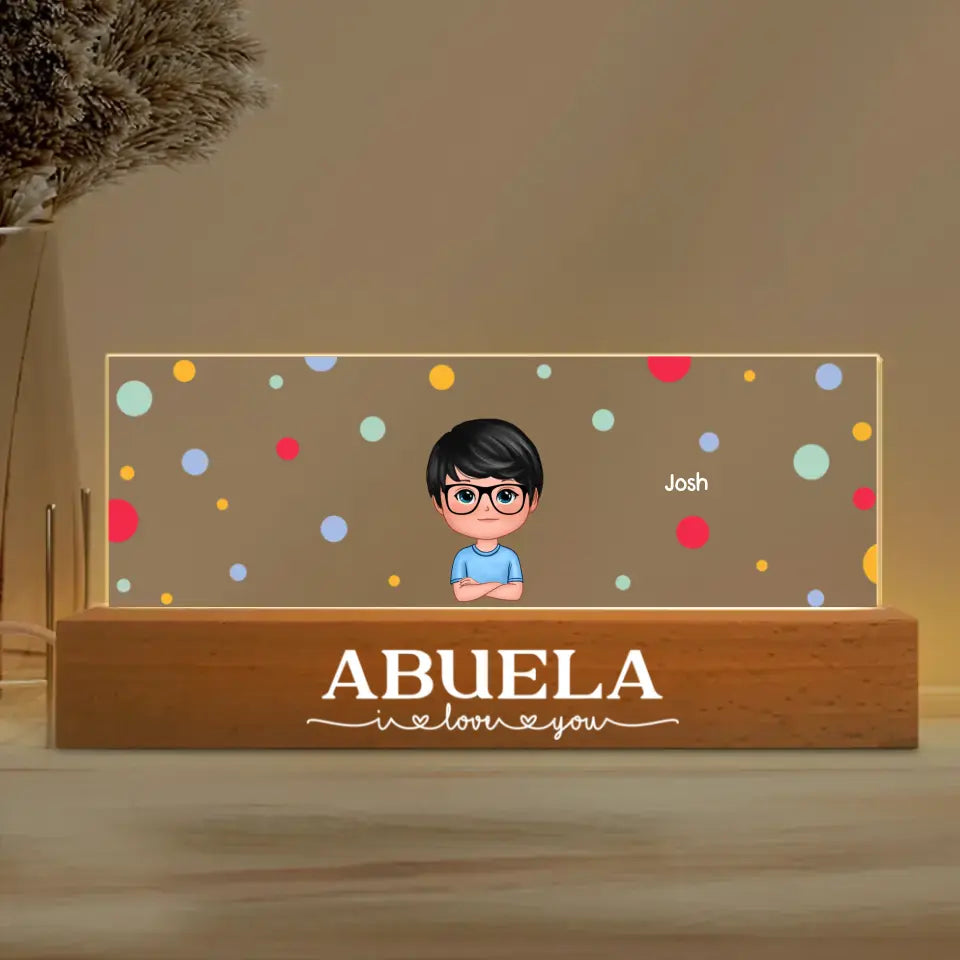 Polka Dot Grandma Mom We Love You Personalized Acrylic Block LED Night Light