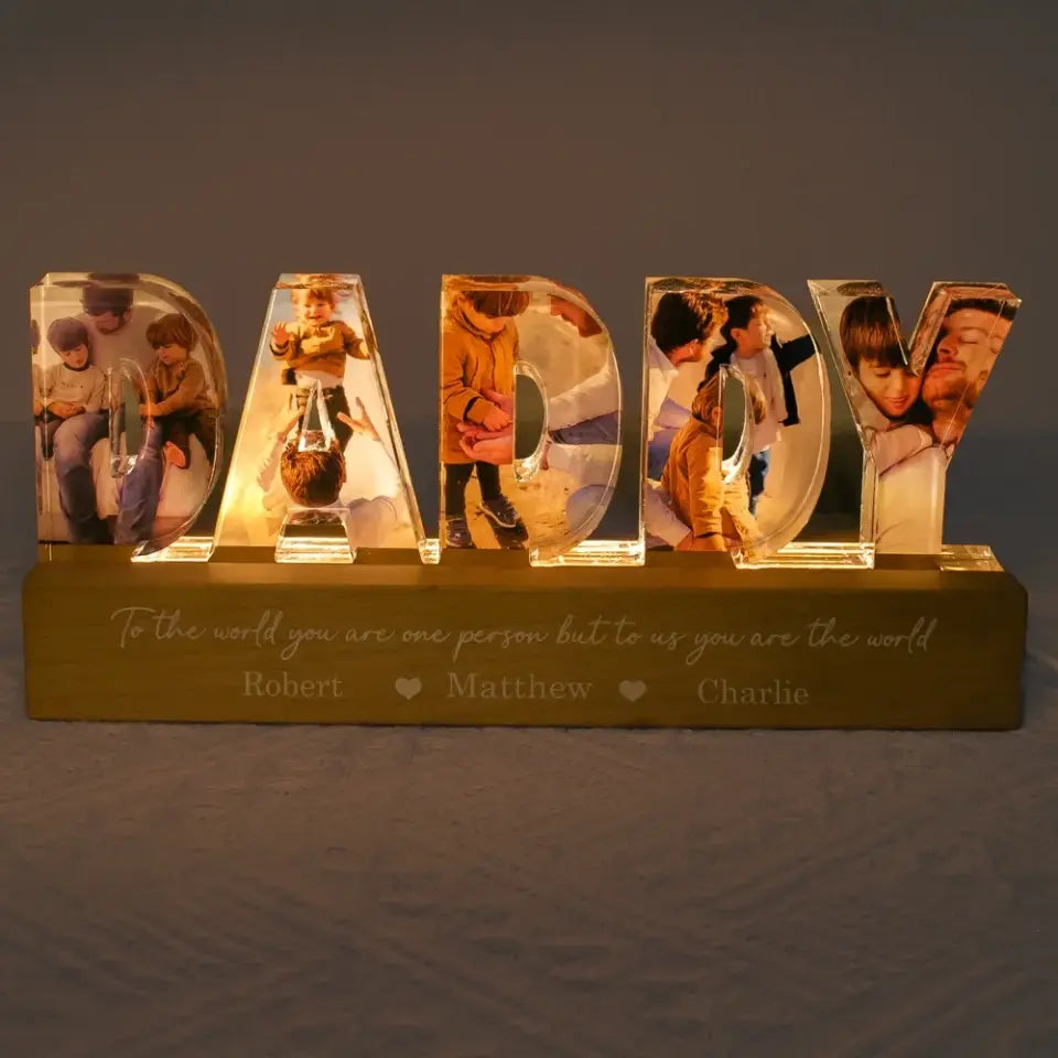 Daddy To Us You Are The World Photo Collage Personalized LED Night Light, Father's Day Gift For Your Men