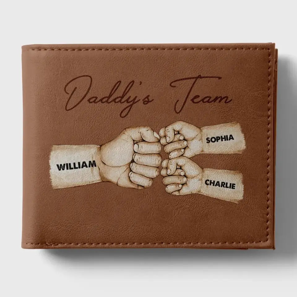 Daddy‘s Team Fist Bump Best Dad Ever Father’s Day Gift Personalized Printed Leather Wallet