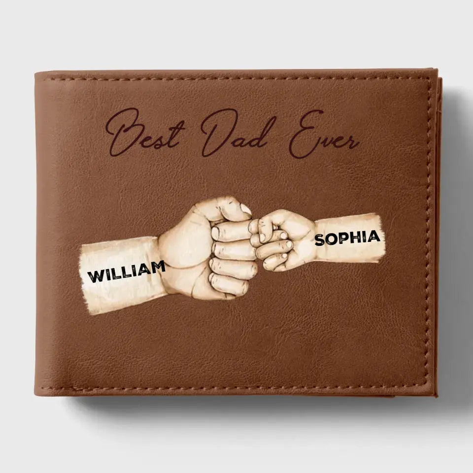 Daddy‘s Team Fist Bump Best Dad Ever Father’s Day Gift Personalized Printed Leather Wallet