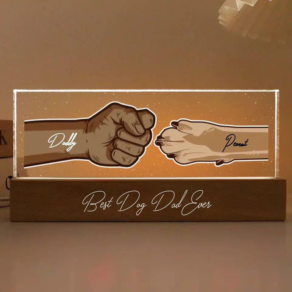 Dog Dad Vector Fist Bump Personalized Acrylic LED Night Light