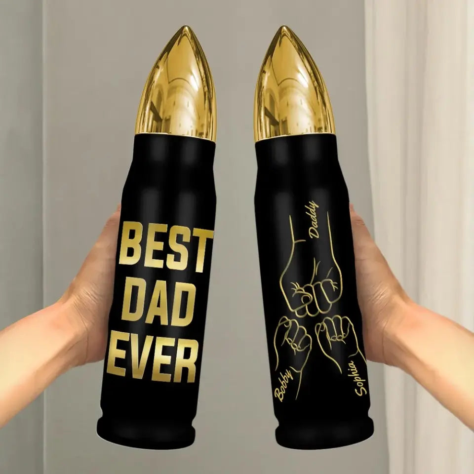 Daddy‘s Team Fist Bump Outline Personalized Bullet Tumbler