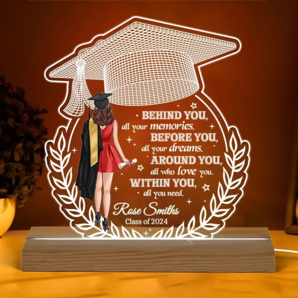 Behind You All Your Memories Graduation Gift Personalized Custom Shape Warm LED Night Light