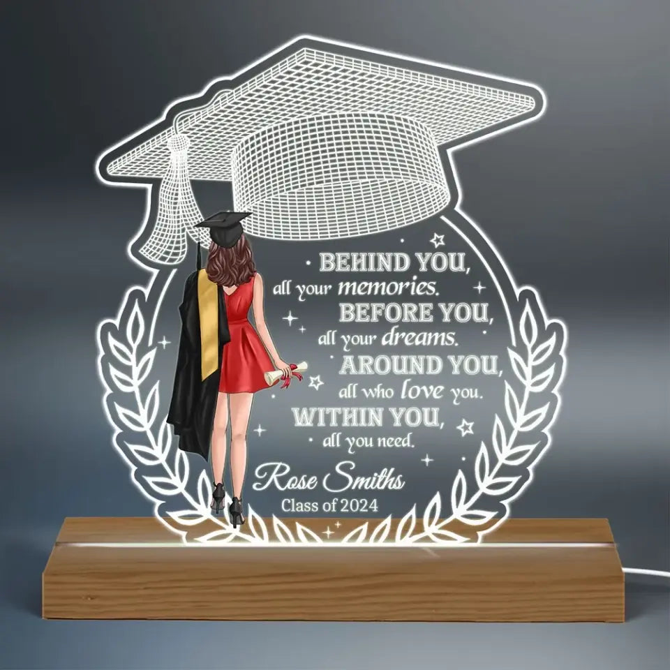 Behind You All Your Memories Graduation Gift Personalized Custom Shape Warm LED Night Light