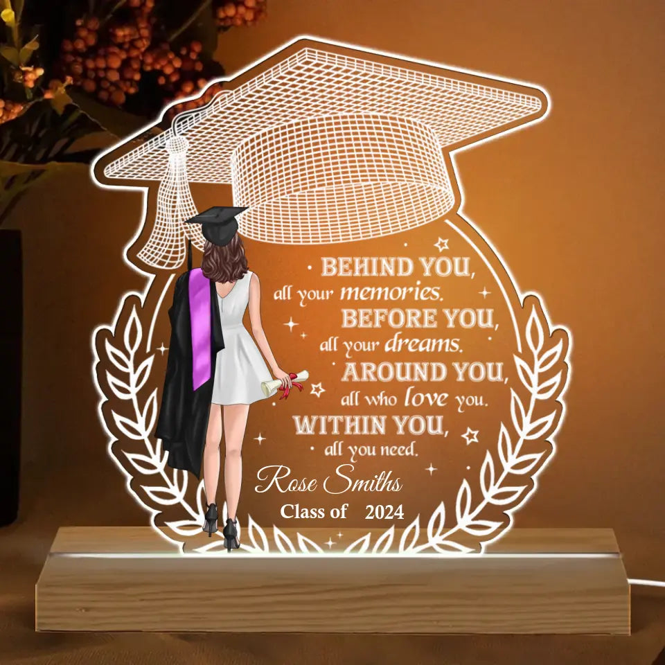 Behind You All Your Memories Graduation Gift Personalized Custom Shape Warm LED Night Light