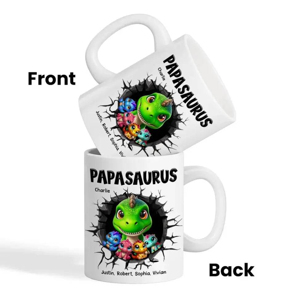 Grandpasaurus Daddysaurus And Kids In A Hold 3D Printed Personalized AOP Mug