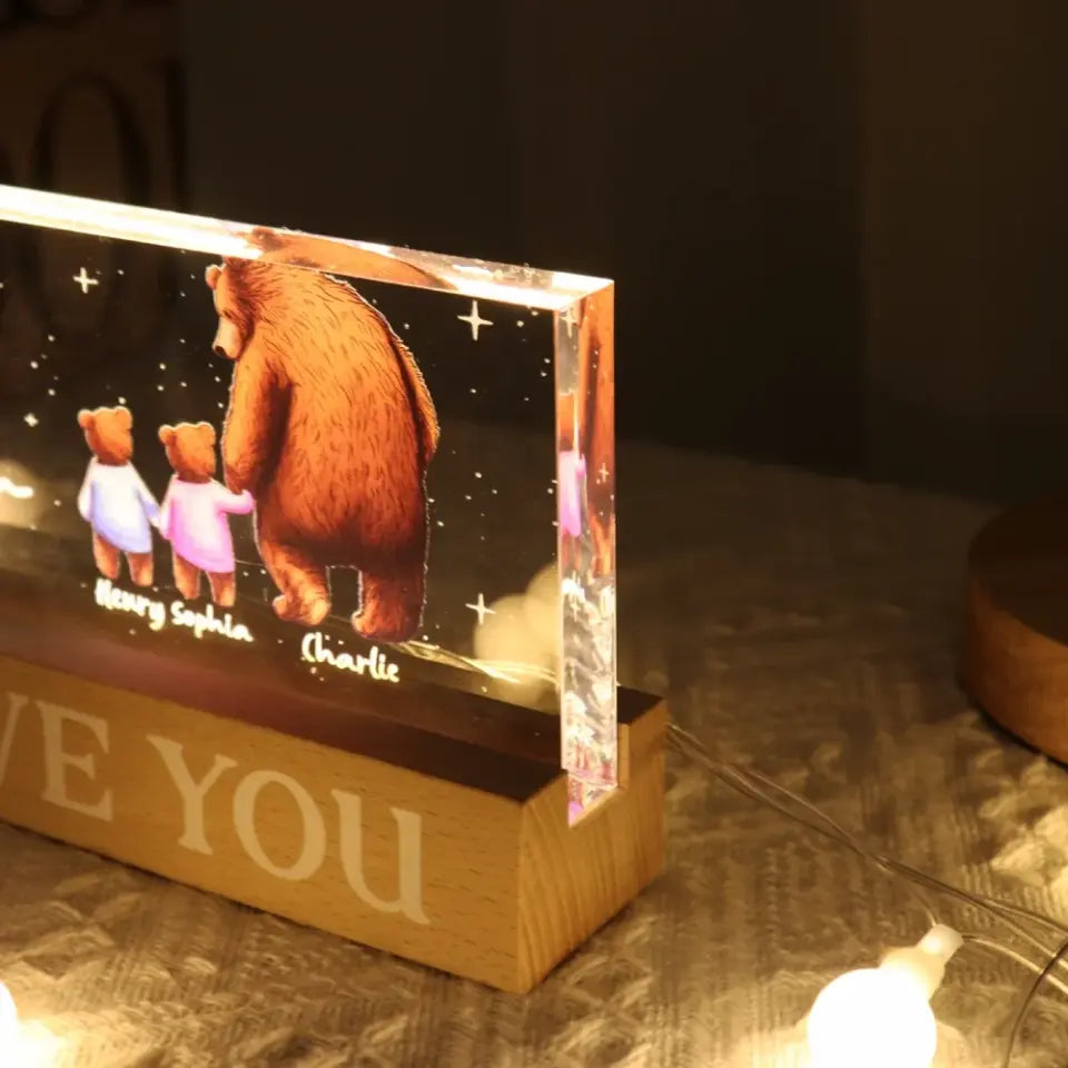 Daddy Bear Papa Bear We Love You Father‘s Day Gift For Dad Personalized Block LED Night Light