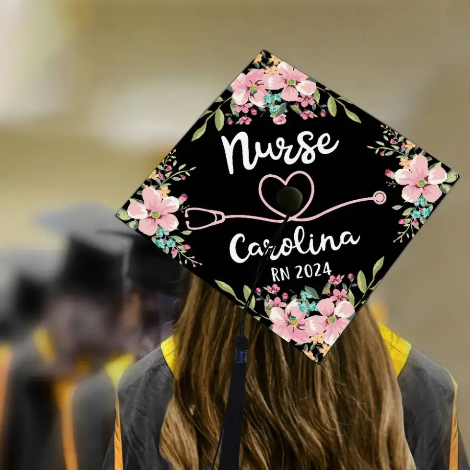 Nurse Graduation Gift Floral Theme Personalized Graduation Cap Topper