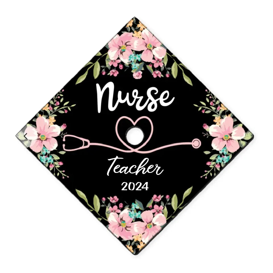 Nurse Graduation Gift Floral Theme Personalized Graduation Cap Topper