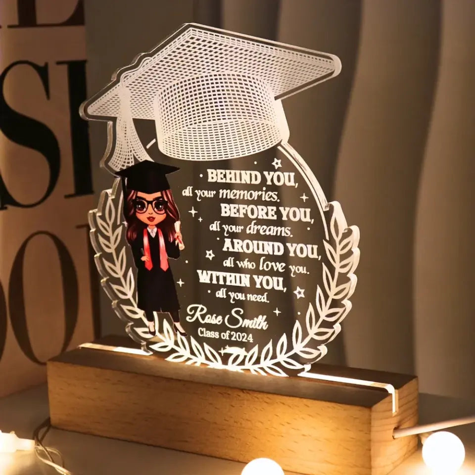 Doll Senior Behind You All Your Memories Graduation Gift Personalized Custom Shape Warm LED Night Light