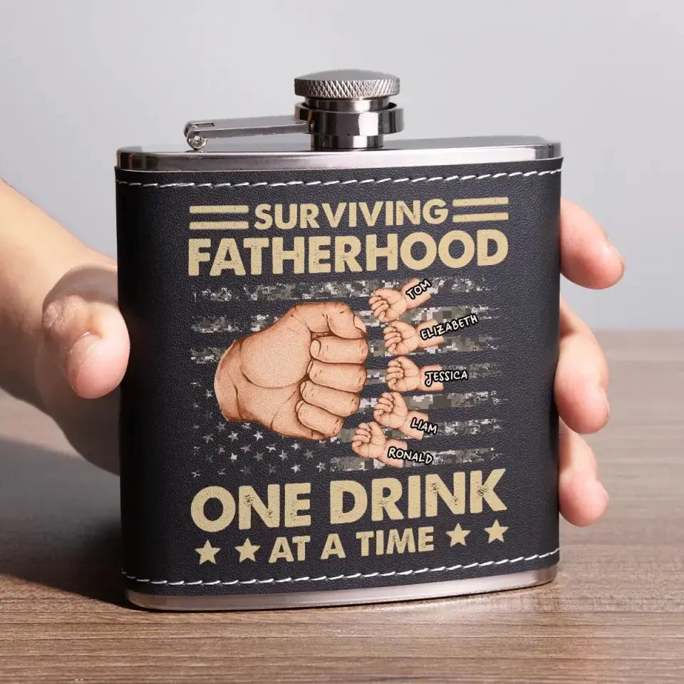 To Dad, From The Reasons You Drink - Family Personalized Custom Hip Flask - Father's Day, Gift For Dad, Grandpa