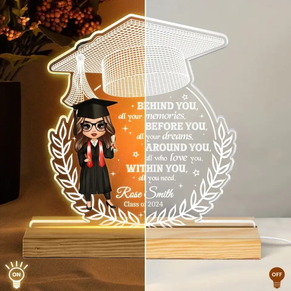 Doll Senior Behind You All Your Memories Graduation Gift Personalized Custom Shape Warm LED Night Light