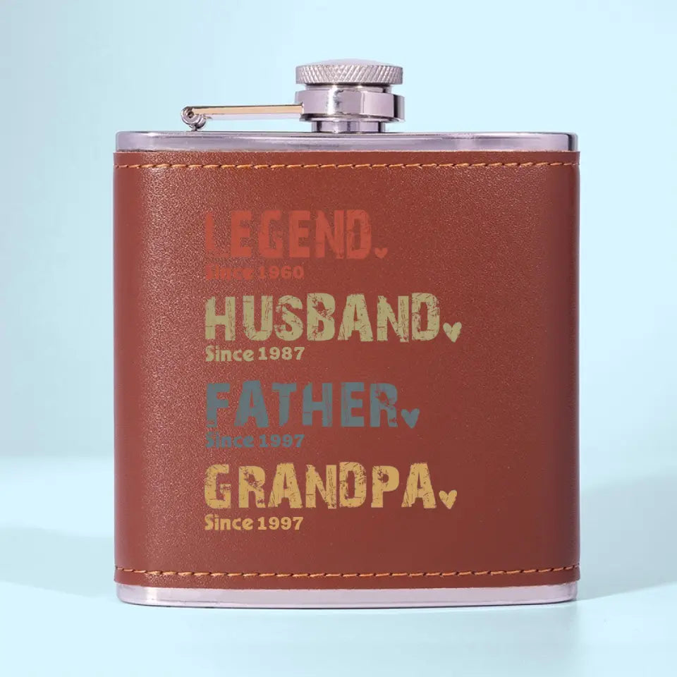 The Amazing Journey Of A Man - Family Personalized Custom Hip Flask - Father's Day, Gift For Dad, Grandpa