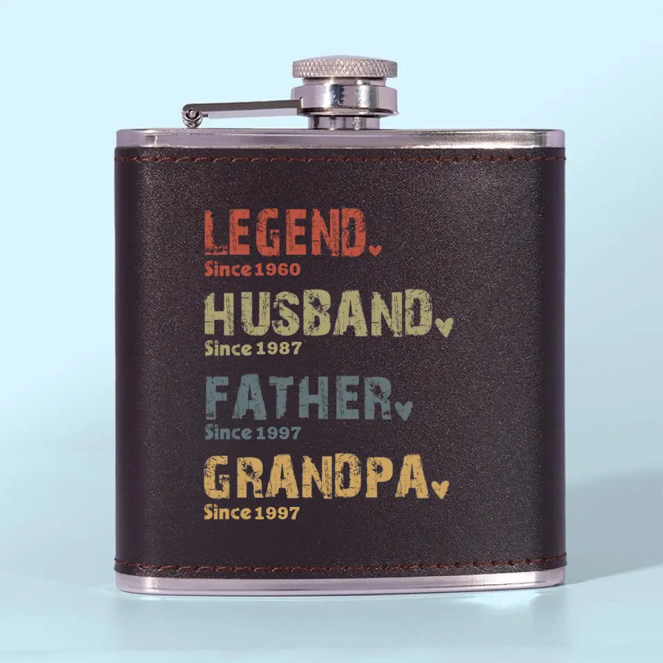 The Amazing Journey Of A Man - Family Personalized Custom Hip Flask - Father's Day, Gift For Dad, Grandpa