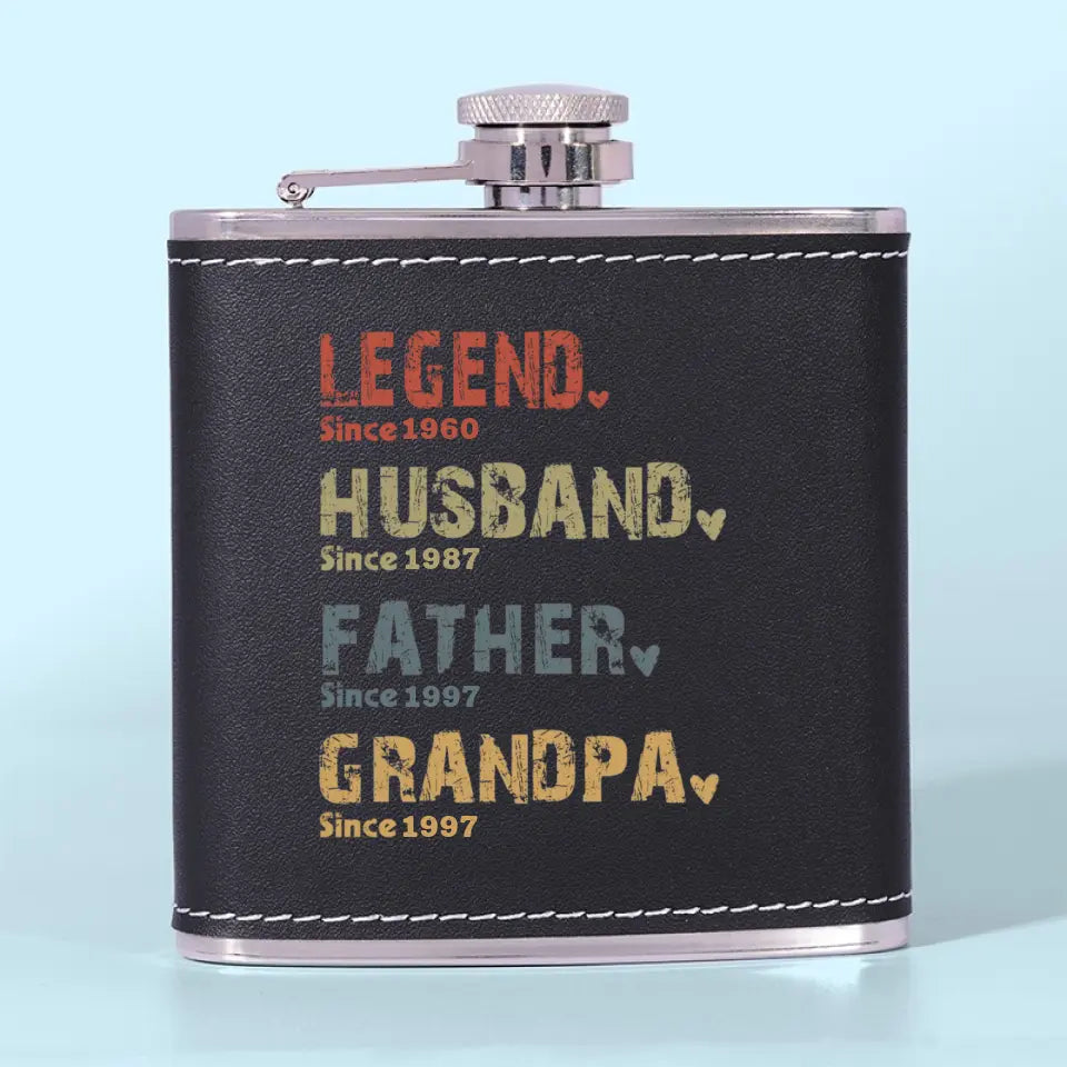 The Amazing Journey Of A Man - Family Personalized Custom Hip Flask - Father's Day, Gift For Dad, Grandpa