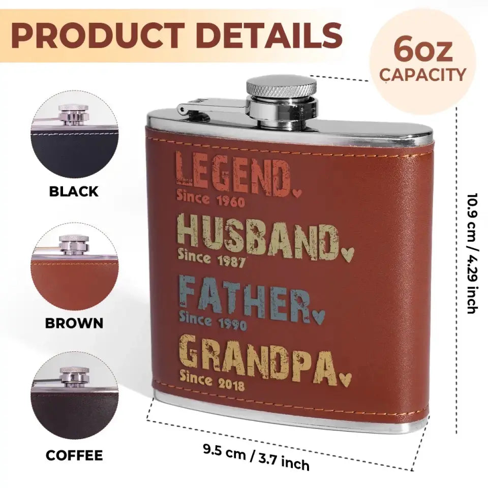 The Amazing Journey Of A Man - Family Personalized Custom Hip Flask - Father's Day, Gift For Dad, Grandpa