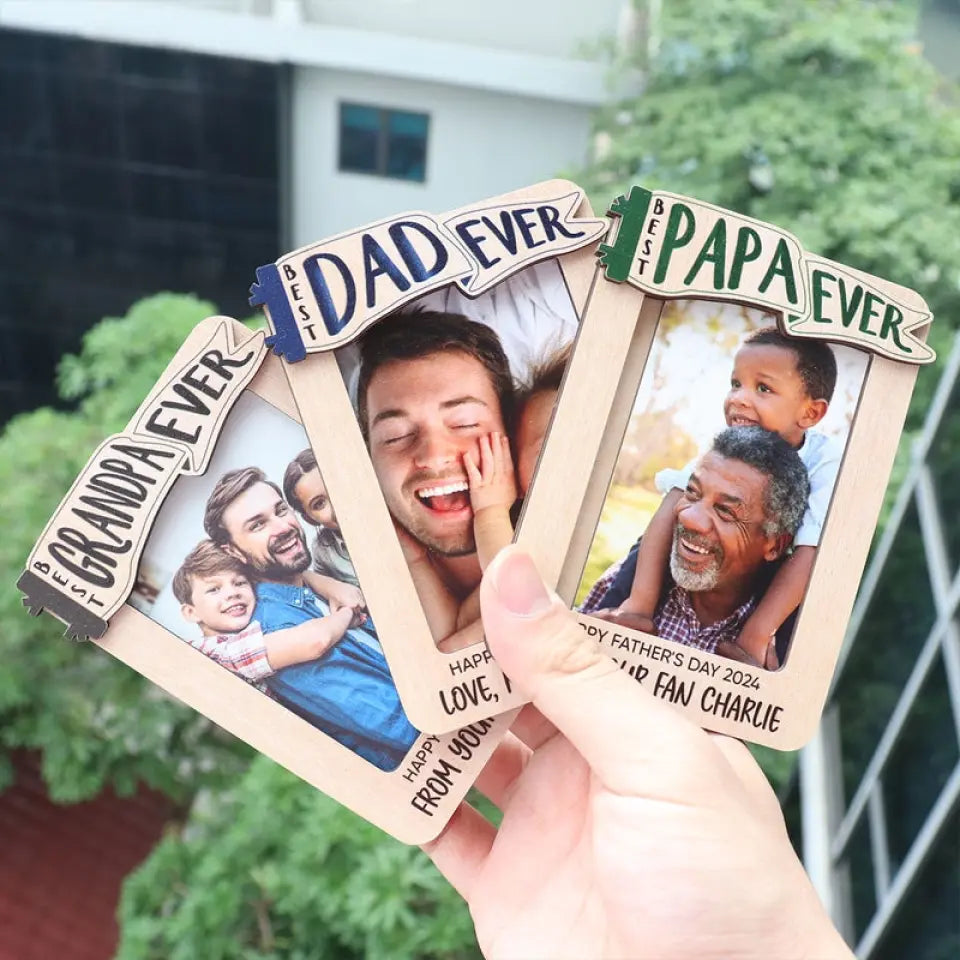 Gifts for Dad Grandpa Personalized Picture Frame, Custom Photo Car Visor Clip