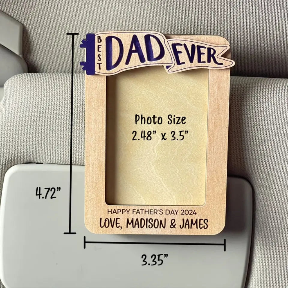 Gifts for Dad Grandpa Personalized Picture Frame, Custom Photo Car Visor Clip