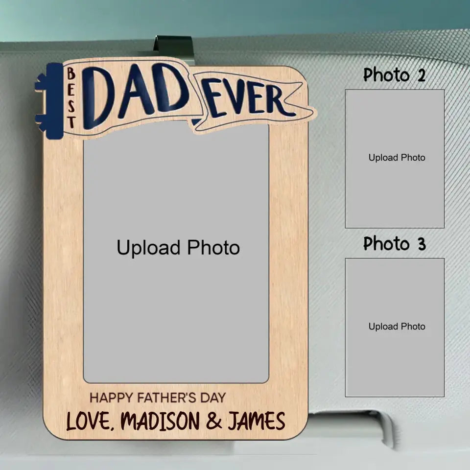 Gifts for Dad Grandpa Personalized Picture Frame, Custom Photo Car Visor Clip