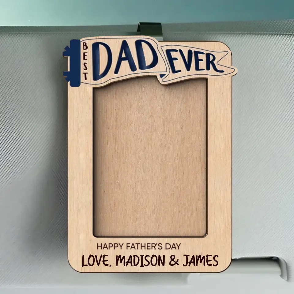 Gifts for Dad Grandpa Personalized Picture Frame, Custom Photo Car Visor Clip