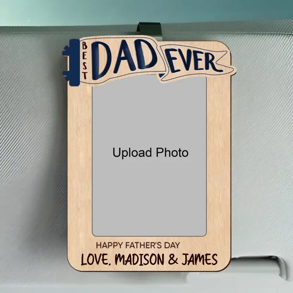 Gifts for Dad Grandpa Personalized Picture Frame, Custom Photo Car Visor Clip