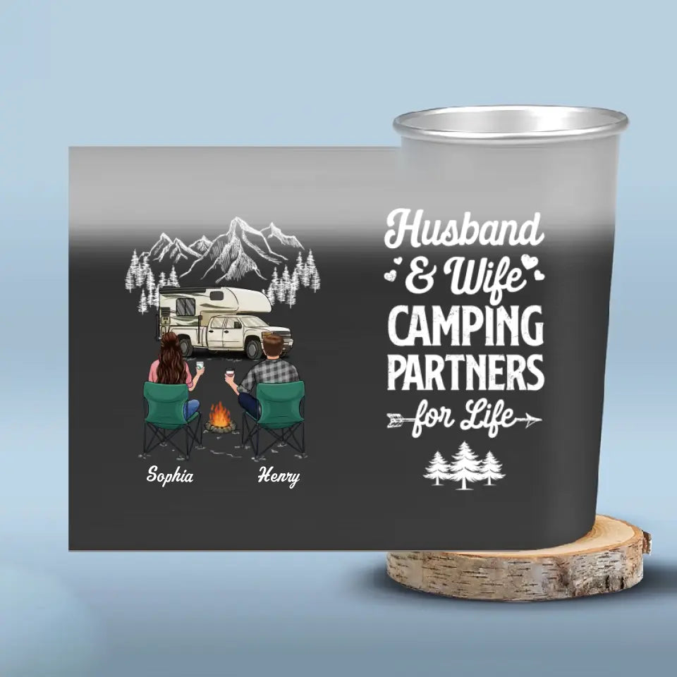 Making Memories One Campsite At A Time - Camping Personalized Custom Aluminum Changing Color Cup - Gift For Couple, Husband Wife, Camping Lovers