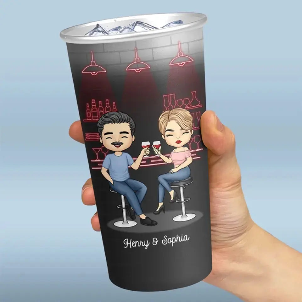 Couples That Drink Together - Couple Personalized Custom Aluminum Changing Color Cup - Gift For Husband Wife, Anniversary