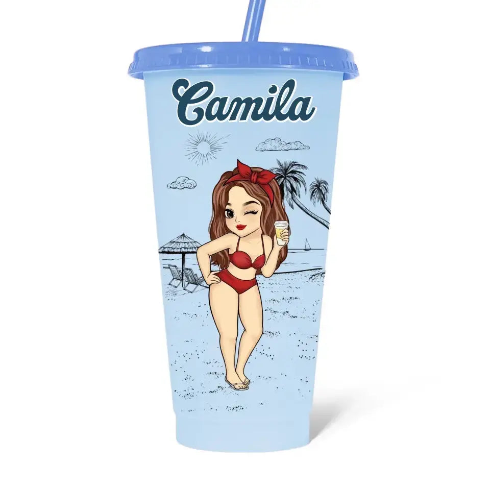 It's Time For Vacation - Bestie Personalized Custom Changing Color Cup - Summer Vacation Gift, Birthday Pool Party Gift For Best Friends, BFF, Sisters