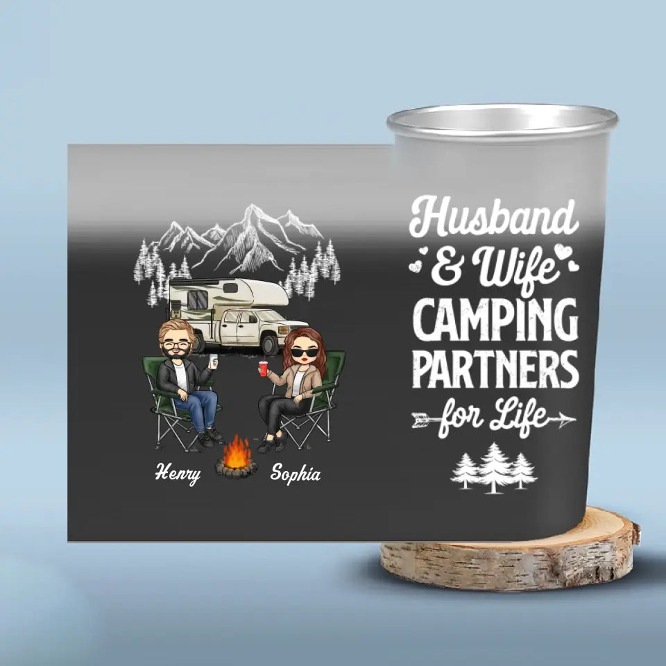 Making Memories At A Time - Camping Personalized Custom Aluminum Changing Color Cup - Gift For Husband Wife, Camping Lovers