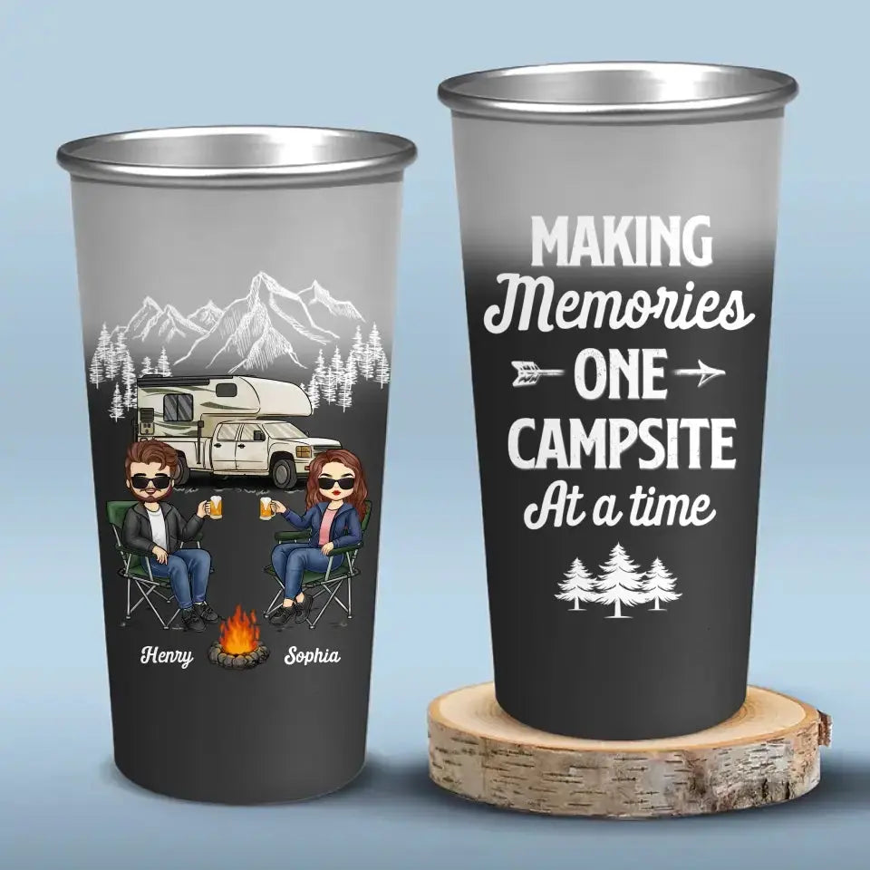 Making Memories At A Time - Camping Personalized Custom Aluminum Changing Color Cup - Gift For Husband Wife, Camping Lovers