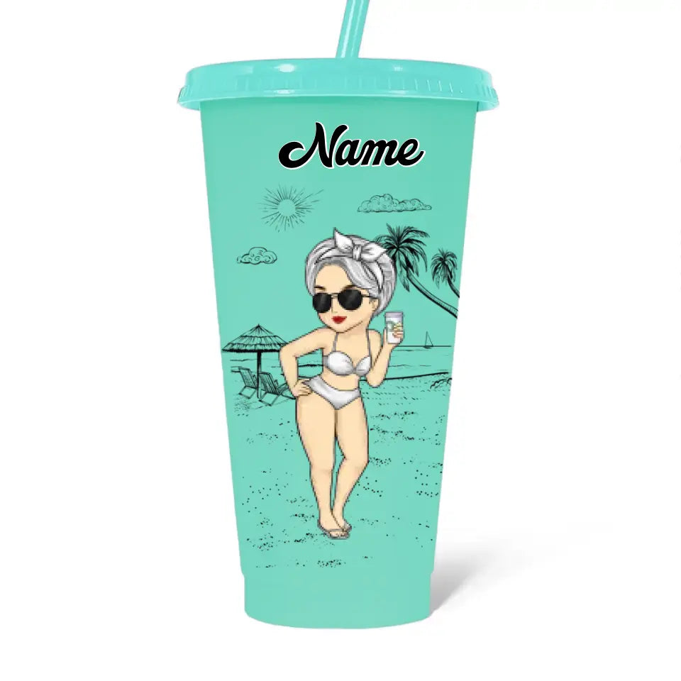 It's Time For Vacation - Bestie Personalized Custom Changing Color Cup - Summer Vacation Gift, Birthday Pool Party Gift For Best Friends, BFF, Sisters