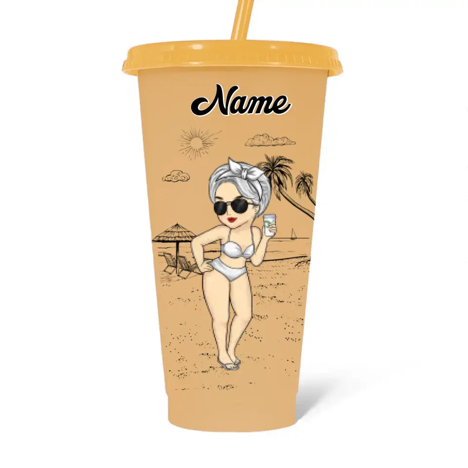 It's Time For Vacation - Bestie Personalized Custom Changing Color Cup - Summer Vacation Gift, Birthday Pool Party Gift For Best Friends, BFF, Sisters