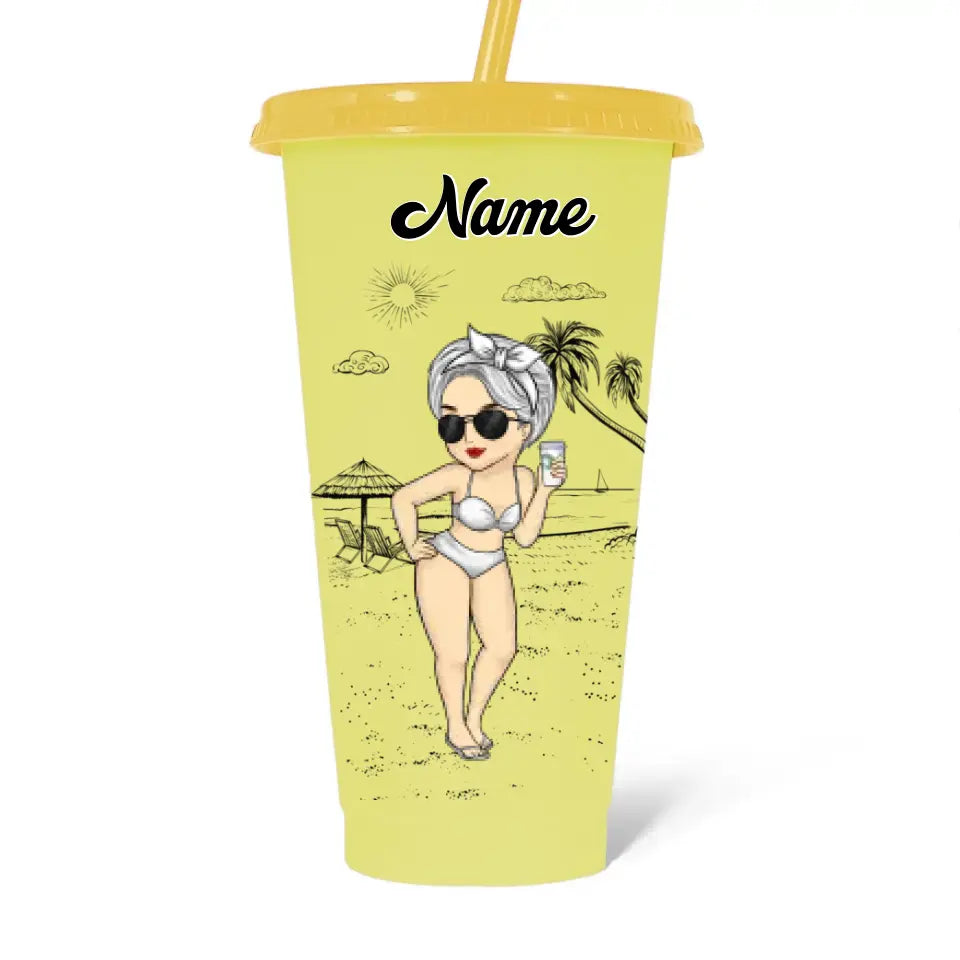 It's Time For Vacation - Bestie Personalized Custom Changing Color Cup - Summer Vacation Gift, Birthday Pool Party Gift For Best Friends, BFF, Sisters