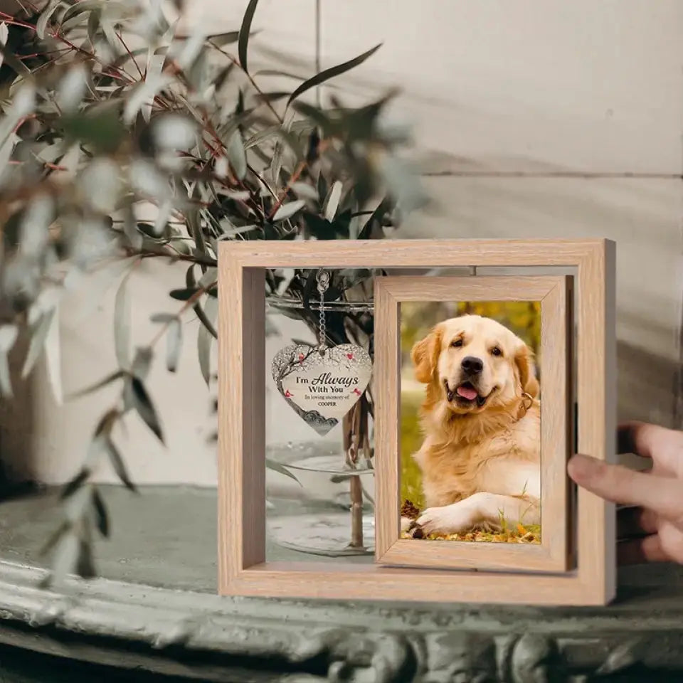 It's Hard To Say Goodbye To You - Memorial Personalized Custom Rotating Wooden Picture Frame - Sympathy Gift For Pet Owners, Pet Lovers