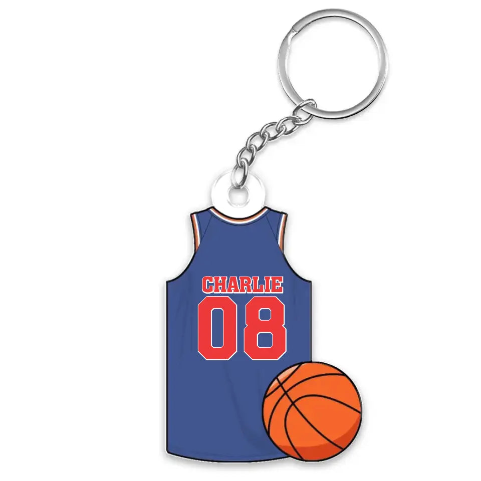 Basketball Jersey Gift For Son, Husband, Him Personalized Acrylic Keychain