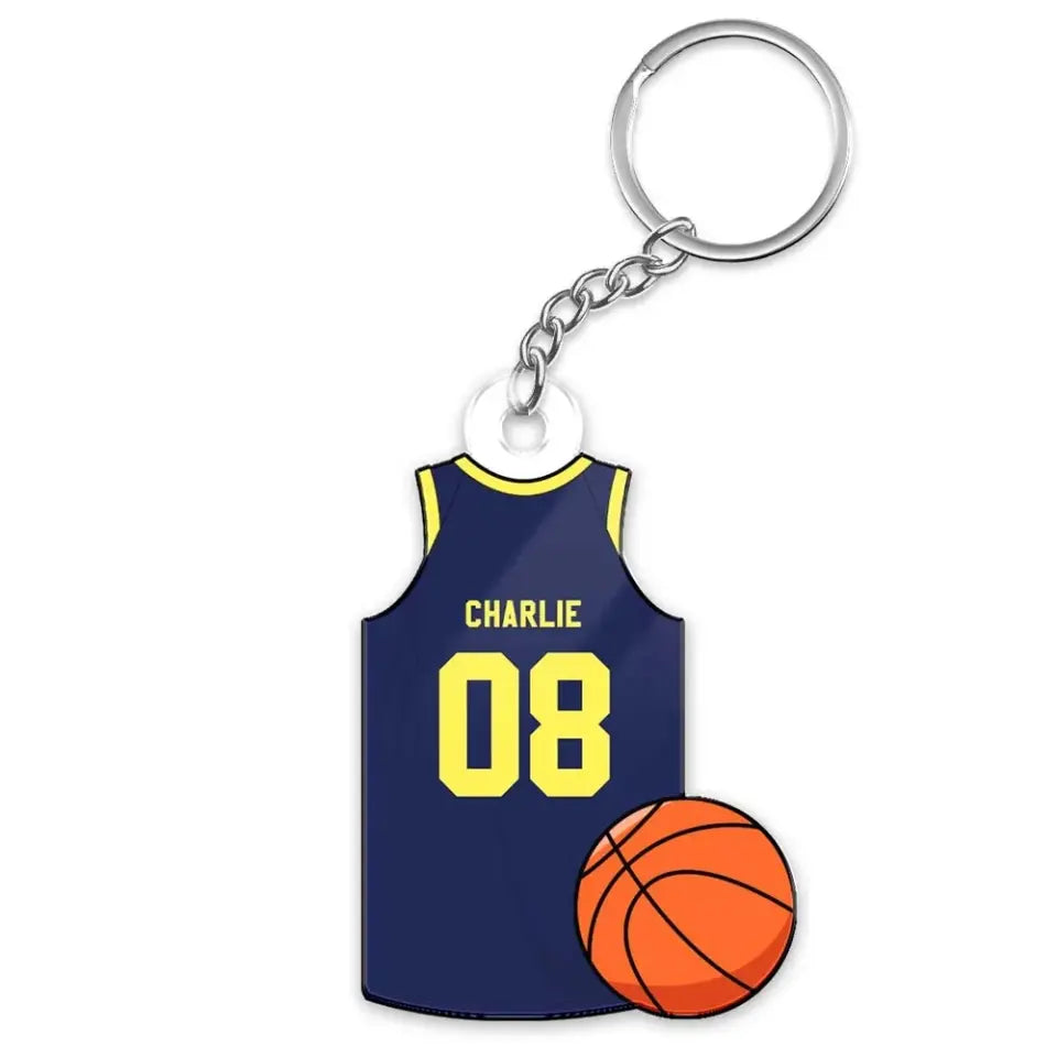 Basketball Jersey Gift For Son, Husband, Him Personalized Acrylic Keychain