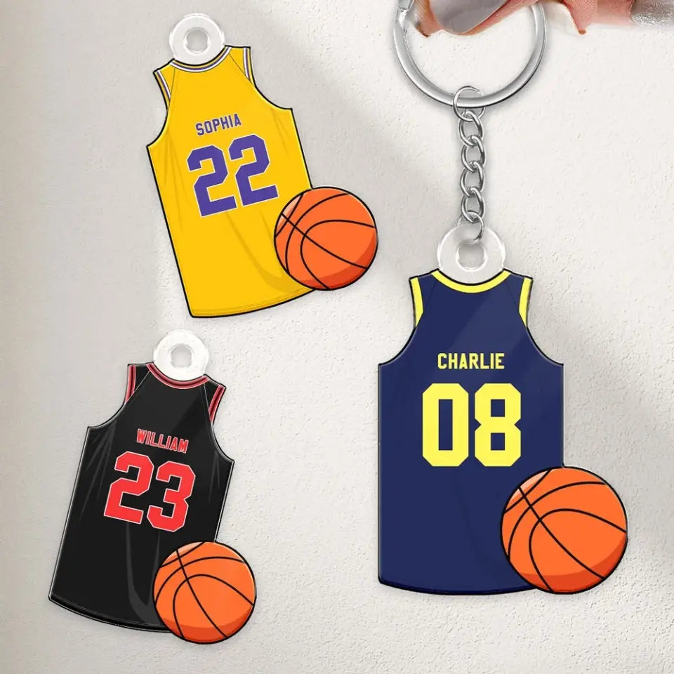 Basketball Jersey Gift For Son, Husband, Him Personalized Acrylic Keychain