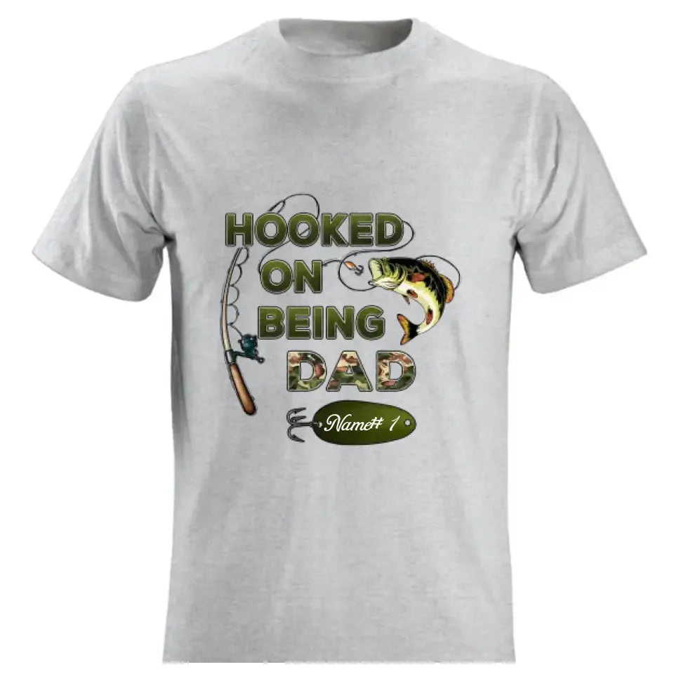 Hooked On Being Grandpa Papa Fishing Camouflage Personalized Shirt, Father's Day Gift For Grandpa, Dad, Husband